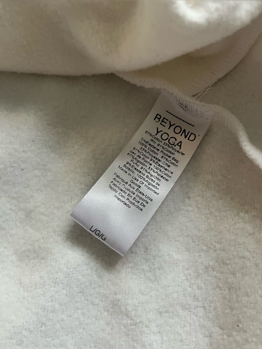 Beyond Yoga On the Go Open Front Hooded Jacket White Pockets Fleece Athleisure - Picture 6 of 10